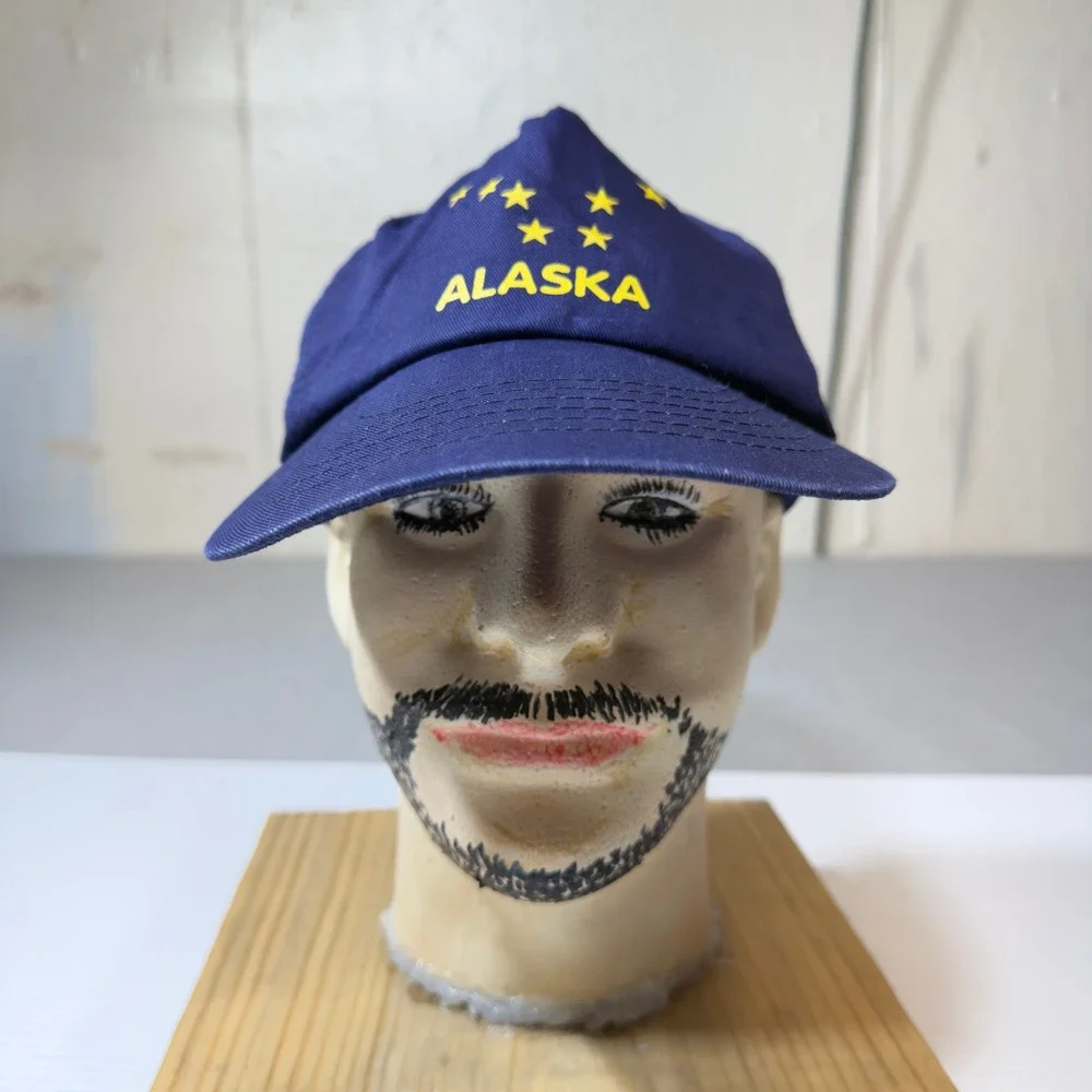 Vintage Alaska Flag Hat Cap 90s Snapback Embroidered Stars‎ Blue Souvenir
